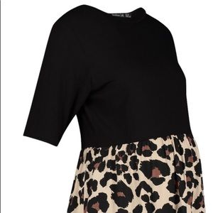Maternity Contrast Leopard Smock Top